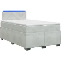 vidaXL Boxspringbed met matras en LED-verlichting, lichtgrijs, 120 x 200 cm, fluweel