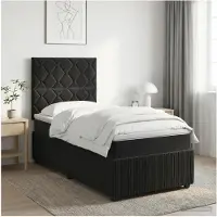 vidaXL LED boxspringbed met matras, zwart, 100 x 200 cm, fluweel