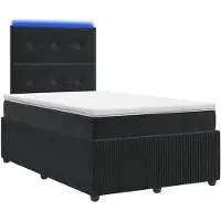 vidaXL LED boxspringbed met matras, zwart, 120 x 190 cm, fluweel