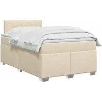vidaXL Boxspringbed met matras en LED-verlichting, crème kleur, 120 x 190 cm, stof