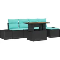 vidaXL Tuinset, 6 stuks, zwart en teal