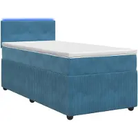 vidaXL Boxspringbed met matras en hoofdeinde, blauw, 90 x 200 cm, fluweel
