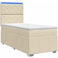 Syfax LED Boxspring Bed met Matras Crèmekleurig 80 x 200 cm Stof