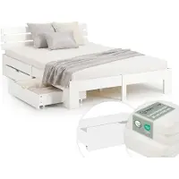 Homestyle4u Tweepersoonsbed - 160x200 cm - met 2 Bedbakken en matrassen - Wit