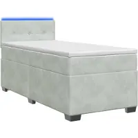 Syfax Boxspring Bed met Matras en LED Lichtgrijs 80 x 200 cm fluweel