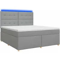 vidaXL Boxspringbed met matras, lichtgrijs, 180 x 200 cm, gestoffeerd
