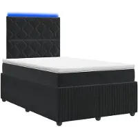 vidaXL LED boxspringbed met matras, zwart, 120 x 190 cm, fluweel