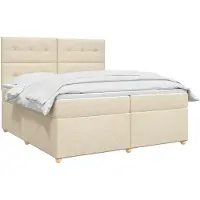 vidaXL Boxspringbed met matras Crèmekleurig 200 x 200 cm Stof