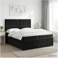 vidaXL Boxspringbed met matras Zwart 200 x 200 cm Fluweel