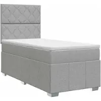vidaXL Boxspringbed met matras, lichtgrijs, 100 x 200 cm, gestoffeerd