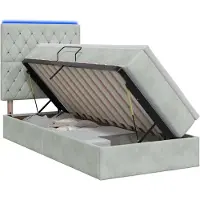 vidaXL LED opbergbed met matras Lichtgrijs 100 x 200 cm Fluweel