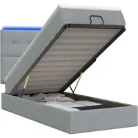 vidaXL Ottomanbed met matras en LED-verlichting, lichtgrijs, 90 x 200 cm, stof
