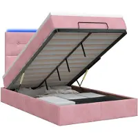 vidaXL Ottomanbed met matras en LED-verlichting, roze, 120 x 200 cm, fluweel