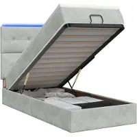 vidaXL Ottomanbed met matras en LED-verlichting, lichtgrijs, 80 x 200 cm, fluweel