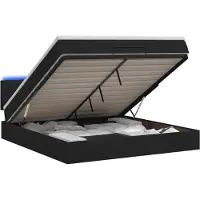 vidaXL Ottomanbed met matras en LED-verlichting, zwart, 140 x 200 cm, met stoffen bekleding