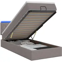 vidaXL Ottomanbed met matras en LED-verlichting, taupekleurig, 100 x 200 cm, stoffen bekleding