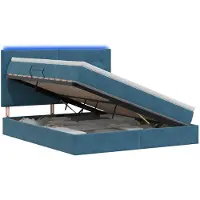 vidaXL LED-bed met opbergruimte en matras, donkerblauw, 180 x 200 cm, fluweel