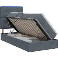 vidaXL LED-bed met opbergruimte en matras, donkergrijs, 100 x 200 cm, fluweel