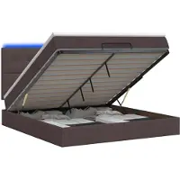 vidaXL Ottomaanse Bed met Matras en LED Donkerbruin 140 x 190 cm Stof