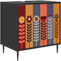 vidaXL Badkamerkast ESSEN, zwart, eikenlook, 60 x 40 x 61 cm