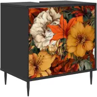 vidaXL Badkamerkast GENNEP, zwart, eikenlook, 60 x 40 x 61 cm