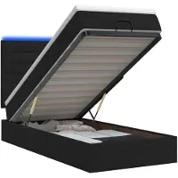 vidaXL Ottomanbed met matras en LED-verlichting, zwart, 90 x 200 cm, stof