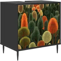 vidaXL Badkamerkast ZAANDAM, zwart, eikenlook, 60 x 40 x 61 cm