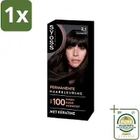 Syoss 1 x - Permanent Coloration 3-1 - Haarverf - Permanente Haarkleuring - Donkerbruin - Grijsdekking- Haarkleur - Permanent Coloration - Grijsdekking - Keratine-formule - Haarverf
