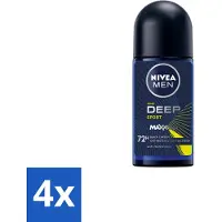 Nivea 4 x MEN - Deodorant Roller - Deep Sport - 50 ml - Anti-transpirant - Zweetbestendig - Geurbestendig - Sport Deodorant - Citrusgeur