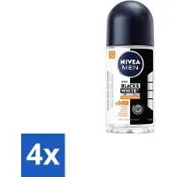 Nivea 4 x MEN - Deodorant Roller - Black & White Ultimate Impact - 50 ml - Deodorant - Zweetbestendig - Anti-vlekken - Kledingbescherming - Huidbescherming