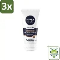 Nivea 3 x MEN - Sensitive - Gezichtsgel Huid & Stoppelbaard - 50 ml - Grootverpakking - Gevoelige Huid - Stoppelbaard Verzorging - Gezichtsgel - Huidhydratatie - Kalmering