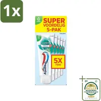 Aquafresh 1 x Tandpasta Coolmint - Fris en Beschermend - Voordeelverpakking - 5 tubes- Tandpasta - Frisse Adem - Gaatjes - Tandplak - Fluoride