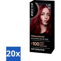 Syoss 20 x - Coloration 5-29 Intens Rood - Haarverf - Grijsdekking - Vermindert Haarbreuk - Haarverf - Grijsdekking - Permanente Haarkleuring - Keratine - Haarverf Grijsdekking