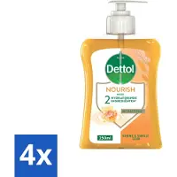 Dettol 4 x - Handzeep - Nourish - Honing & Vanille - 250 ml - Antibacteriële Handzeep - Handzeep Met Honing - Handzeep Met Vanille - Verzorgende Handzeep - Manuka Honing