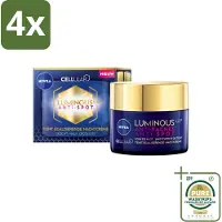 Nivea - Nachtcrème - CELLular LUMINOUS630 Tegen Vlekken - Egaliserend - Tegen pigmentvlekken - Met Hyaluronzuur - 50 ml - Voordeelverpakking - 4 stuks - Anti-pigment crème - Anti-vlek crème