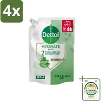 Dettol - Handzeep Navulling - Hydrate - Aloë Vera & Bamboe - 500 ml - Voordeelverpakking - 4 stuks - Aloë vera handzeep - Bamboe handzeep