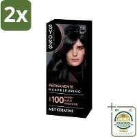 Syoss - Coloration 1-1 Zwart - Haarverf - Grijsdekking - Vermindert Haarbreuk - Voordeelverpakking - 2 stuks - Grijsdekking - Keratine