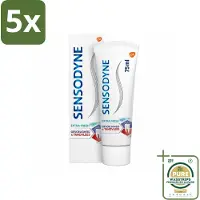 Sensodyne 5 x - Tandpasta - Gevoeligheid & Tandvlees - Extra Fresh - 75 ml - Grootverpakking - Gevoelige Tanden - Gezond Tandvlees - Tandpasta - Tandplak - Frisse Adem