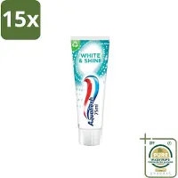 Aquafresh 15 x White & Shine - Whitening Tandpasta - 75 ml - Grootverpakking - Witte Tanden - Tanden Reinigen - Tanden Glans - Tanden Verlichten - Tanden Beschermen