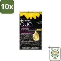Garnier 10 x - Olia 2 - Haarkleuring - Diamant Zwart - Zonder Ammoniak - 60% Olie - Permanente Kleur - Grootverpakking - Haarkleuring - Permanent - Zonder Ammoniak - Grijsdekking - Olie