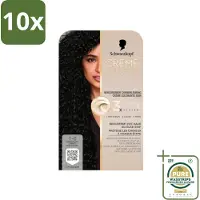 Schwarzkopf 10 x - Haarkleuring - Creme Supreme 1-0 - Natuurlijk Zwart - 245g - Grootverpakking - Natuurlijk Zwart - Permanent Haarverf - Grijsdekking - Haarverzorging - Haarkleuring
