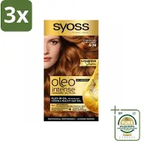 Syoss 3 x - Oleo Intense 6-78 - Haarverf - Permanente Haarkleuring - Koperblond - Langdurige Kleur - Grootverpakking - Haarkleuring - Koperblond - Permanente Haarkleuring - Olie-formule - Haarverf