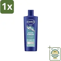Andrélon 1 x – Shampoo – Marine Fresh Men – 400 ml- Manen Shampoo - Vet Haar Reinigen - Stylingresten Verwijderen - Zeezout Shampoo - Aqua Citroen Geur