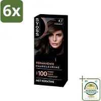 Syoss - Coloration 4-1 Middenbruin - Haarverf - Grijsdekking - Vermindert Haarbreuk - Voordeelverpakking - 6 stuks - Grijsdekking - Donkere asblonde haarkleur