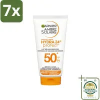 Garnier 7 x - Ambre Solaire - Zonnebrandcrème - Hydra 24H Protect - SPF 50+ - Reisformaat - 50 ml - Grootverpakking - Zonbescherming - Zonnebrandcrème - SPF 50+ - Reisformaat - Hydratatie