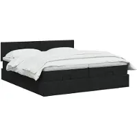 vidaXL Ottoman bed met matras met hoofdeinde 2 st Zwart Stof