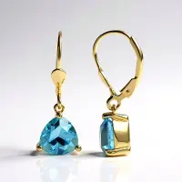 Cavill - Zilveren vergulde oorbellen met Braziliaanse Marambaia topaas - Triljant geslepen 3,8 ct - Elegante blauwe topaas sieraden met haaksluiting