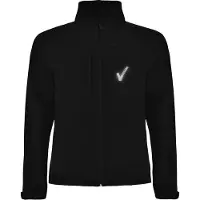 Roly Zwarte unisex Softshell jas met Reflecterend Beveiliging / Security borstlogo het bekende V-tje en als ruglogo SECURITY - voor PROFESSIONALS, merk Maat 2XL