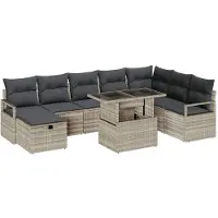 vidaXL Tuinbank Set 9 st poly rattan