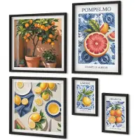 Coloray 4-Delige Schilderij Set - Citrus Inspirations Vintage Decoraties - 50 x 50 cm, 20 x 30 cm en 40 x 60 cm - Wanddecoratie - Schilderijen Set - Interieur - Moderne Wanddecoratie